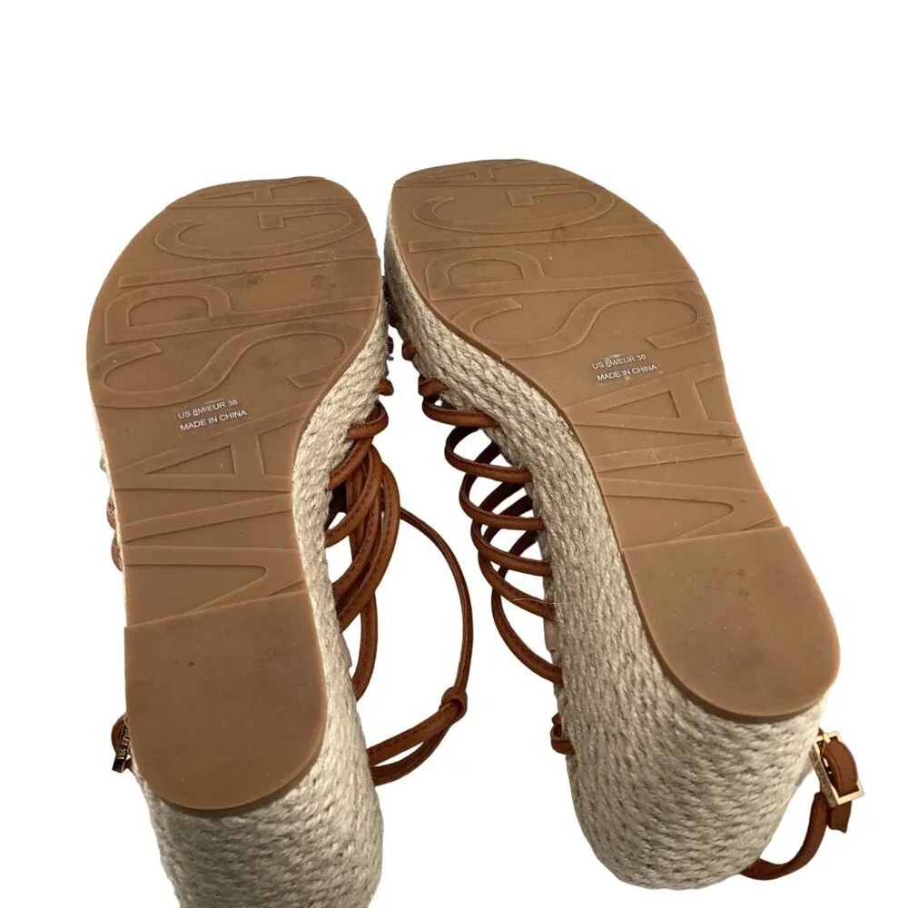 Via Spiga Selma Espadrille Wedge Sandal Size 8 Tan Braided Straps Strappy Open T